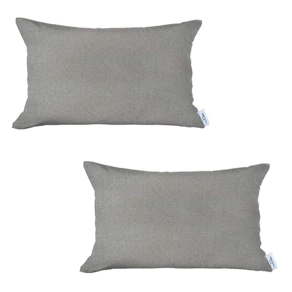 Set Of Two 20" X 12" Ivory Polyester Zippered Pillow