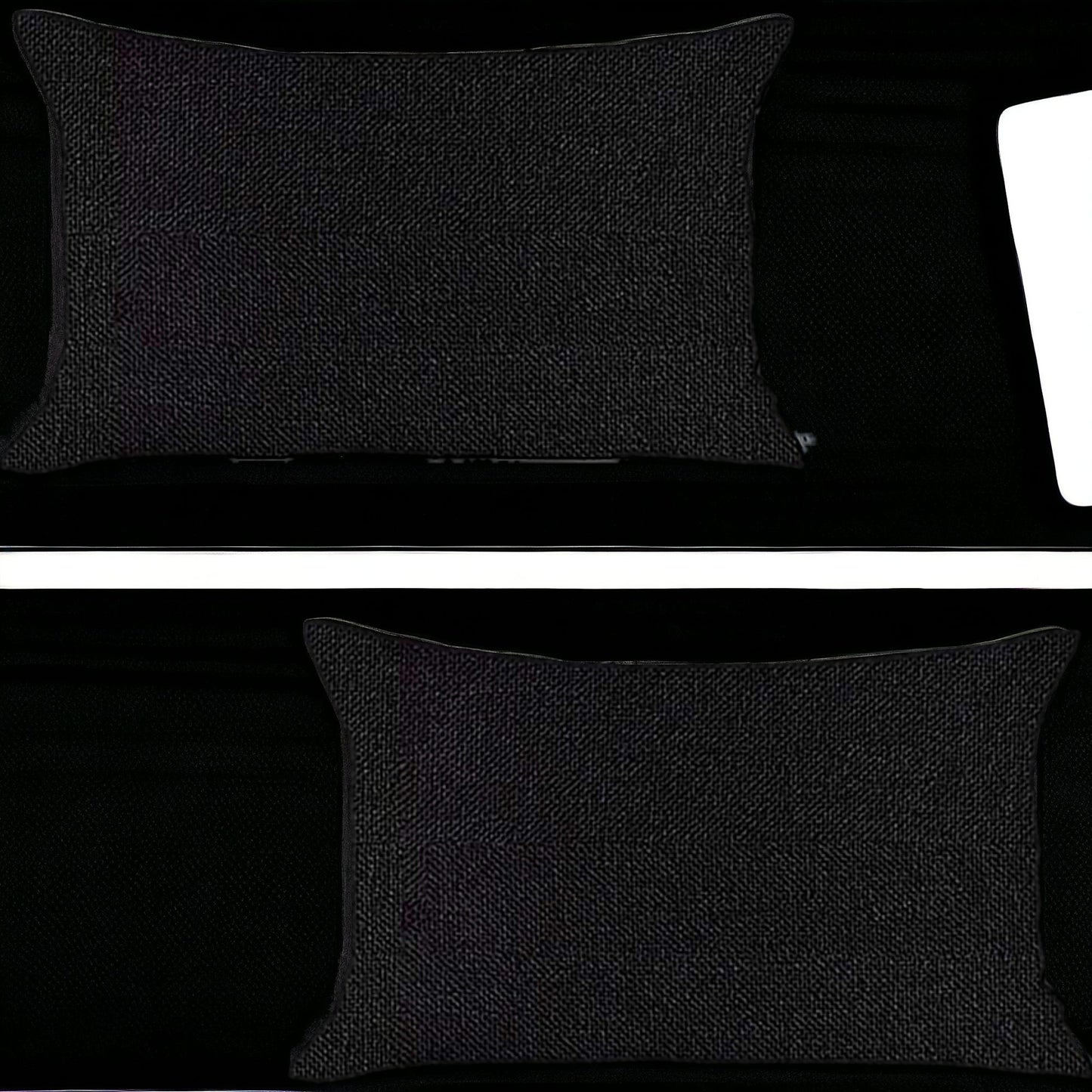 Set Of Two 20" X 12" Black Polyester Zippered Pillow