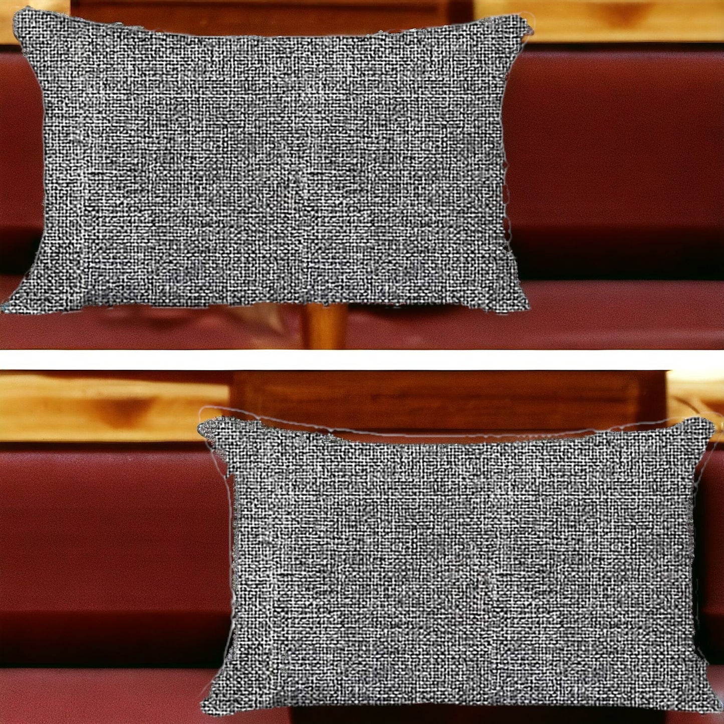 Set Of Two 20" X 12" Grey And Black Polyester Geometric Zippered Pillow