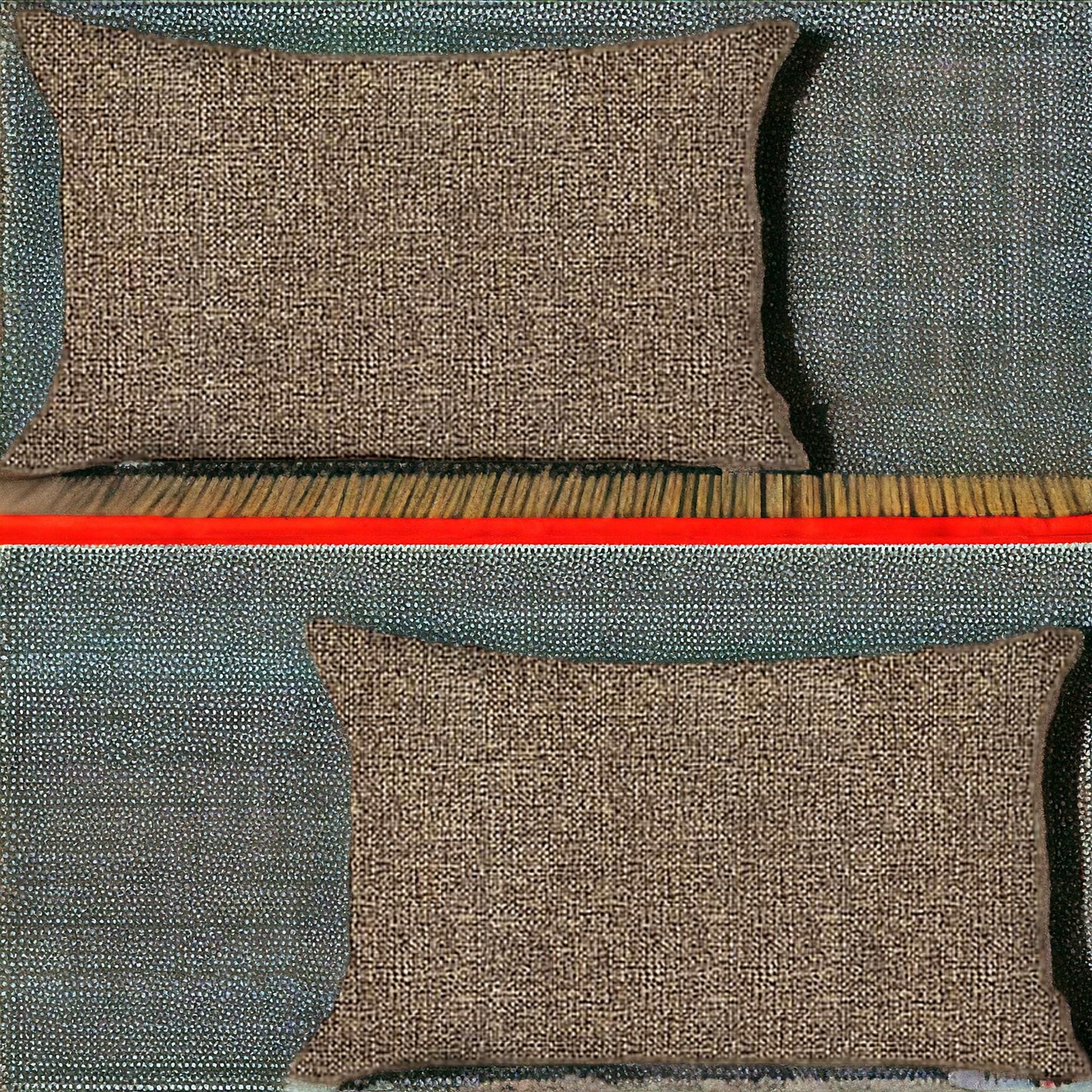 Set Of Two 20" X 12" Brown Polyester Zippered Pillow