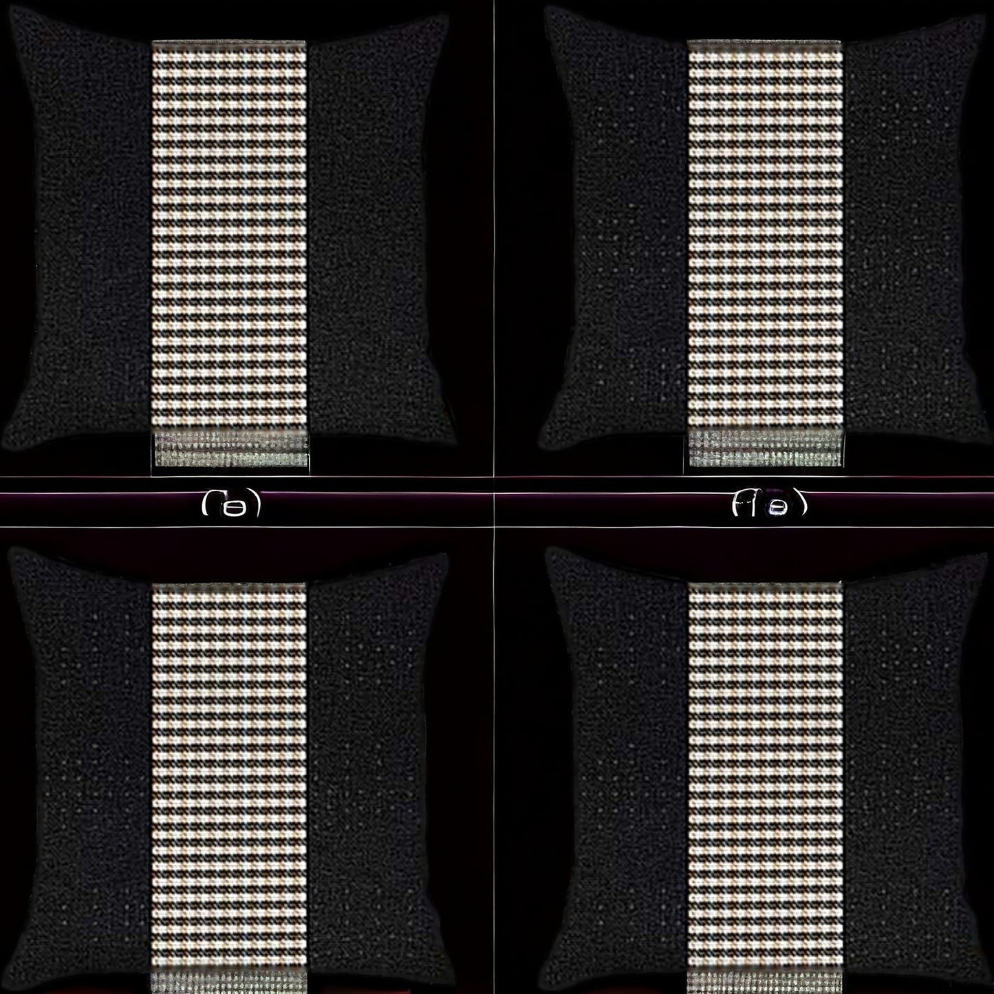 Set Of Four 18" X 18" Black And Brown Polyester Houndstooth Zippered Pillow