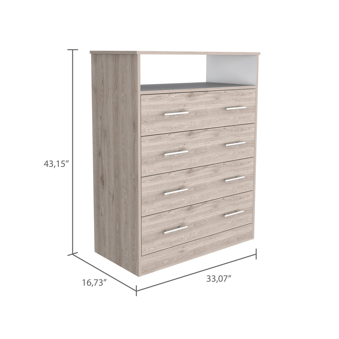 33" Oak Four Drawer Dresser