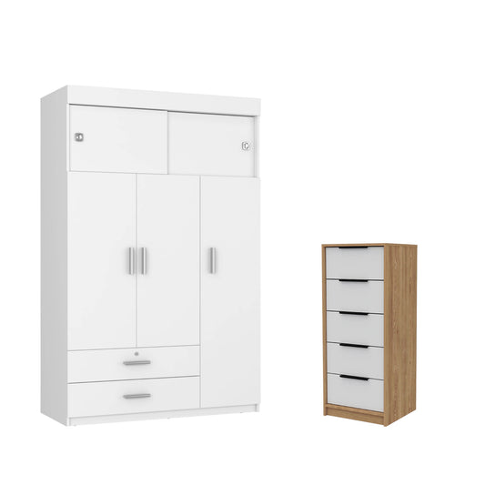 47" White Two Drawer Combo Dresser