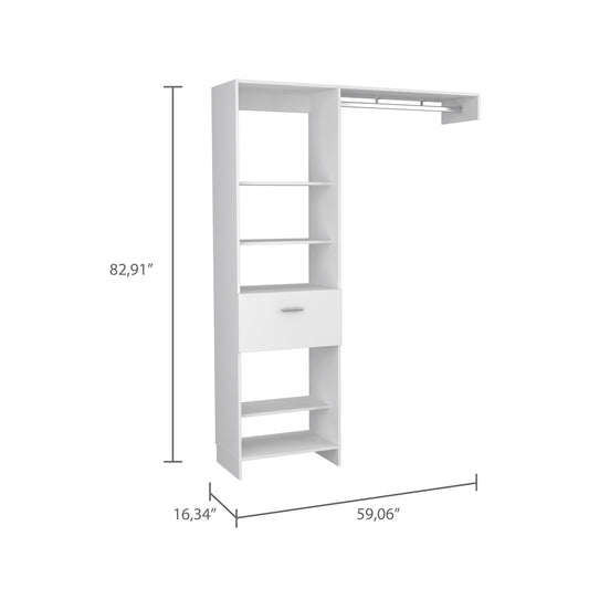 59" White Drawer Combo Dresser