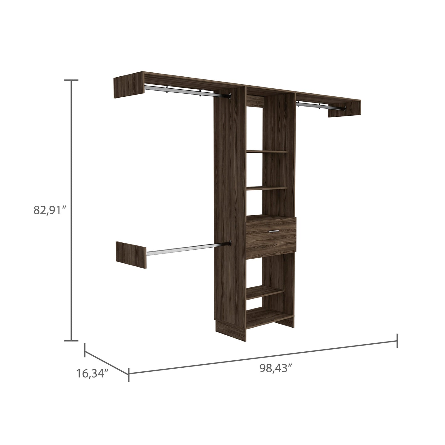 98" Brown Drawer Combo Dresser