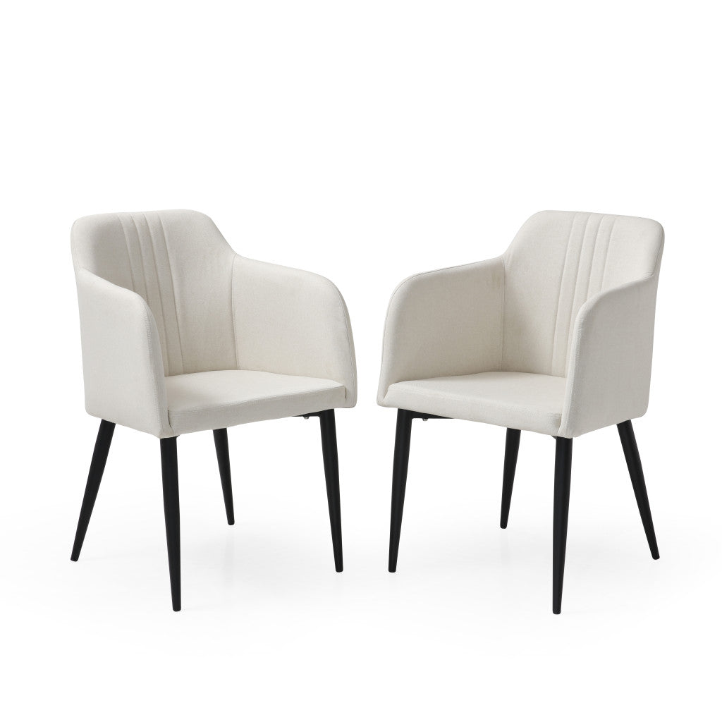 Set of Two 23" Off White And Black Upholstered Arm Chairs