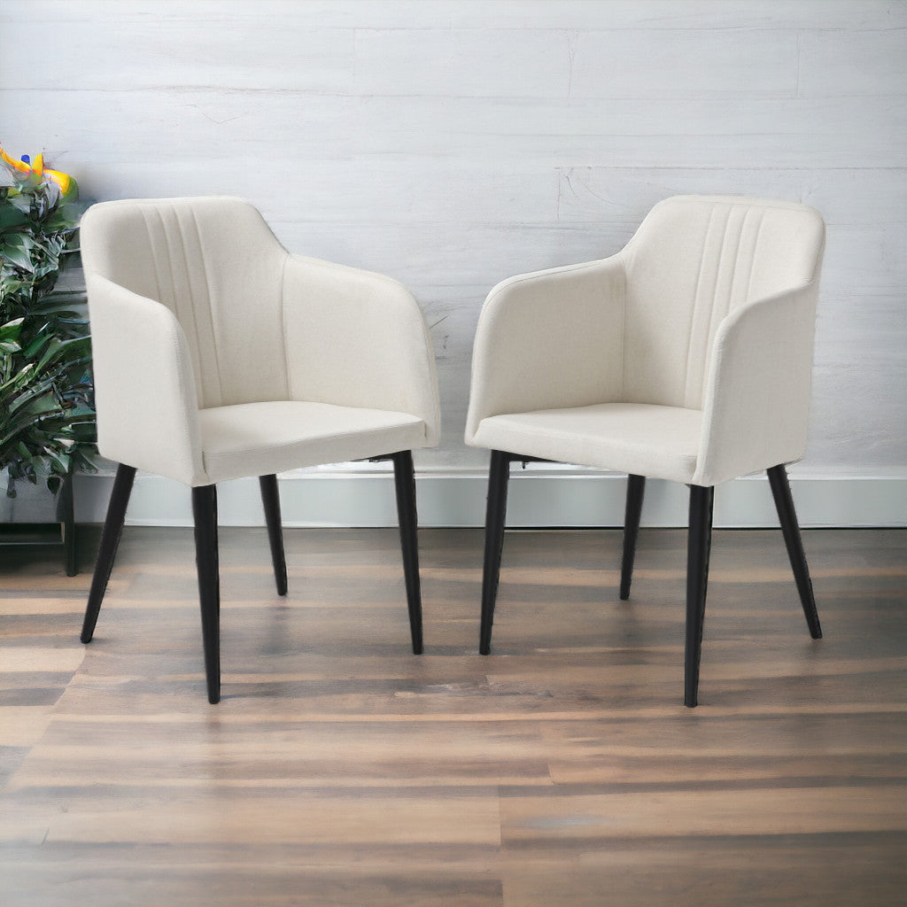 Set of Two 23" Off White And Black Upholstered Arm Chairs