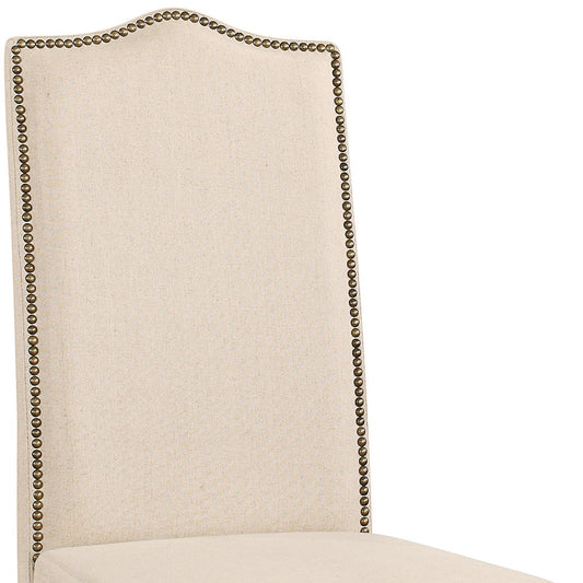 Cream And Gray Upholstered Linen Dining Parsons Chair