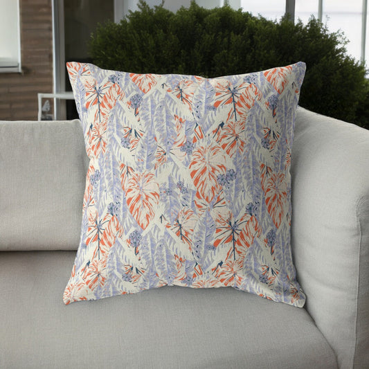 16" Orange Lavender Tropics Indoor Outdoor Throw Pillow