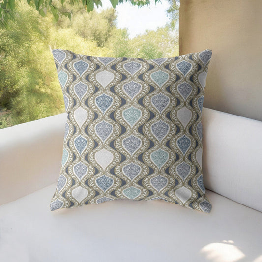 16” Gray Ogee Indoor Outdoor Throw Pillow