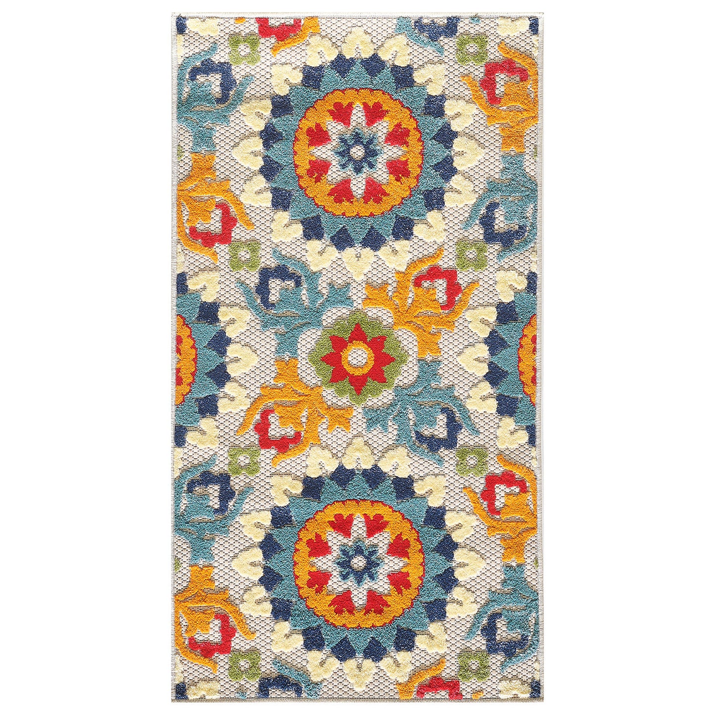 3' X 5' Orange And Ivory Moroccan Stain Resistant Indoor Outdoor Area Rug